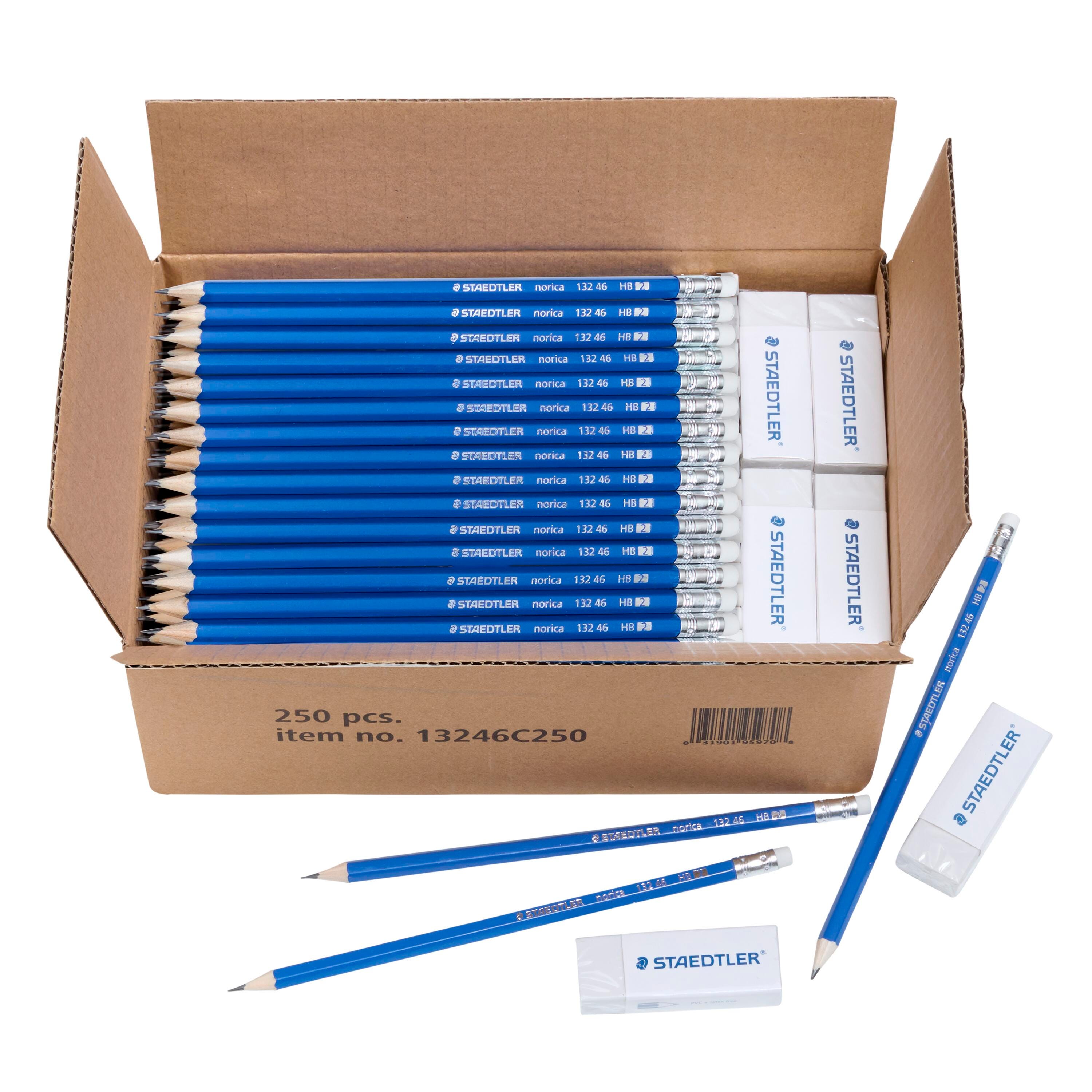 Staedtler Norica Pencils and Erasers, No 2 HB, Pre-sharpened, Pack